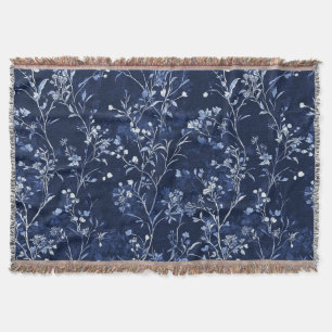 Blaues Vintage-Blumen-Toile-Muster (10) Decke