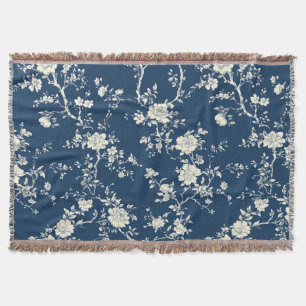 Blaues Vintage-Blumen-Toile-Muster (11) Decke