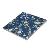 Blaues Vintage-Blumen-Toile-Muster (12) Fliese (Seite)