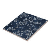 Blaues Vintage-Blumen-Toile-Muster (13) Fliese (Seite)