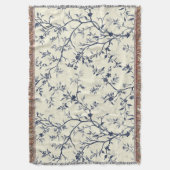 Blaues Vintage-Blumen-Toile-Muster (1) Decke (Vorderseite Vertikal)