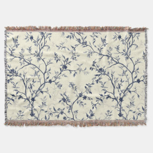 Blaues Vintage-Blumen-Toile-Muster (1) Decke