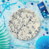 Blaues Vintage-Blumen-Toile-Muster (1) Pappteller (Party)