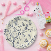 Blaues Vintage-Blumen-Toile-Muster (1) Pappteller (Party)