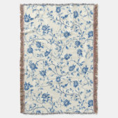 Blaues Vintage-Blumen-Toile-Muster (3) Decke (Vorderseite Vertikal)