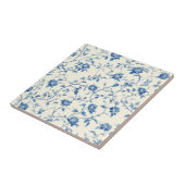 Blaues Vintage-Blumen-Toile-Muster (3) Fliese (Seite)