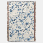 Blaues Vintage-Blumen-Toile-Muster (4) Decke (Vorderseite Vertikal)