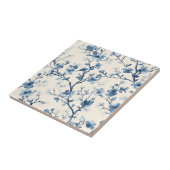 Blaues Vintage-Blumen-Toile-Muster (4) Fliese (Seite)