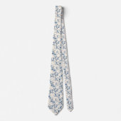 Blaues Vintage-Blumen-Toile-Muster (4) Krawatte (Vorderseite)