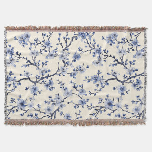 Blaues Vintage-Blumen-Toile-Muster (5) Decke
