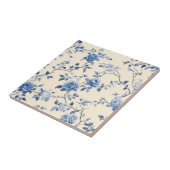 Blaues Vintage-Blumen-Toile-Muster (6) Fliese (Seite)