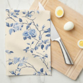 Blaues Vintage-Blumen-Toile-Muster (6) Geschirrtuch (Viertel Falte)