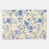 Blaues Vintage-Blumen-Toile-Muster (6) Geschirrtuch (Horizontal)