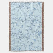 Blaues Vintage-Blumen-Toile-Muster (7) Decke (Vorderseite Vertikal)