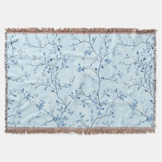 Blaues Vintage-Blumen-Toile-Muster (7) Decke (Vorderseite)