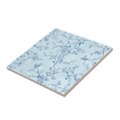 Blaues Vintage-Blumen-Toile-Muster (7) Fliese (Seite)