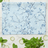 Blaues Vintage-Blumen-Toile-Muster (7) Geschirrtuch (Gefaltet)