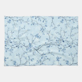 Blaues Vintage-Blumen-Toile-Muster (7) Geschirrtuch (Horizontal)