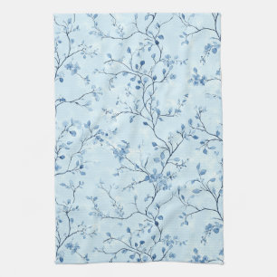 Blaues Vintage-Blumen-Toile-Muster (7) Geschirrtuch