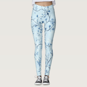 Blaues Vintage-Blumen-Toile-Muster (7) Leggings