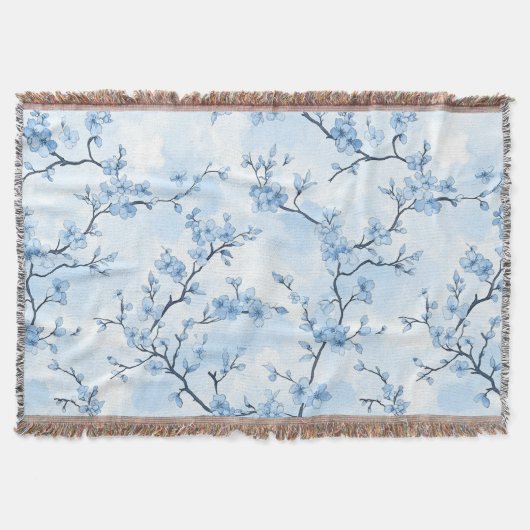 Blaues Vintage-Blumen-Toile-Muster (8) Decke (Vorderseite)