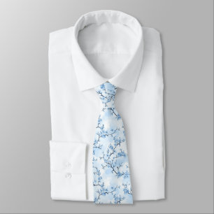 Blaues Vintage-Blumen-Toile-Muster (8) Krawatte