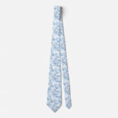 Blaues Vintage-Blumen-Toile-Muster (8) Krawatte (Vorderseite)