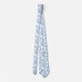 Blaues Vintage-Blumen-Toile-Muster (8) Krawatte (Rückseite)