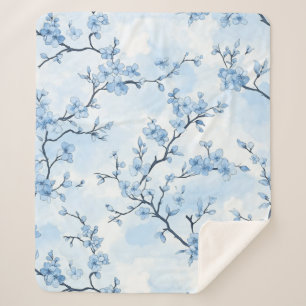 Blaues Vintage-Blumen-Toile-Muster (8) Sherpadecke