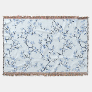 Blaues Vintage-Blumen-Toile-Muster (9) Decke