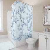 Blaues Vintage-Blumen-Toile-Muster (9) Duschvorhang (Beispiel)