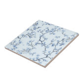Blaues Vintage-Blumen-Toile-Muster (9) Fliese (Seite)