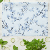 Blaues Vintage-Blumen-Toile-Muster (9) Geschirrtuch (Gefaltet)