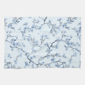 Blaues Vintage-Blumen-Toile-Muster (9) Geschirrtuch (Horizontal)