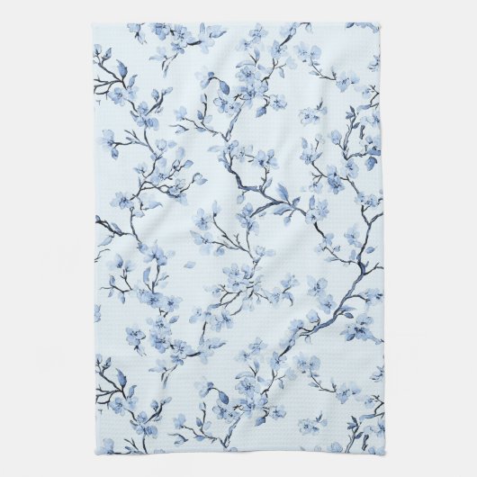 Blaues Vintage-Blumen-Toile-Muster (9) Geschirrtuch (Vertikal)