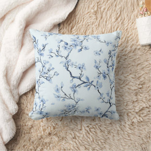 Blaues Vintage-Blumen-Toile-Muster (9) Kissen