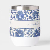 Blaues Vintage-Blumenmonogramm (Rückseite)