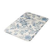 Blaues Vintage-Blumenmuster Badematte (Schrägansicht)