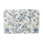 Blaues Vintage-Blumenmuster Badematte (Vorderseite)