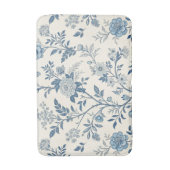 Blaues Vintage-Blumenmuster Badematte (Vorderseite Vertikal)
