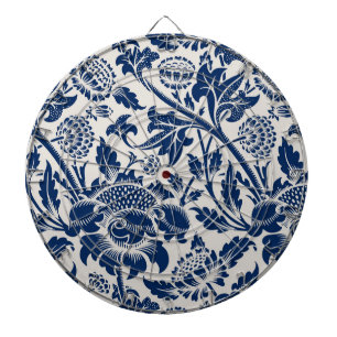 Blaues Vintage-Blumenmuster Dartscheibe