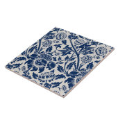 Blaues Vintage-Blumenmuster Fliese (Seite)