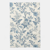 Blaues Vintage-Blumenmuster Geschirrtuch (Vertikal)