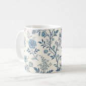 Blaues Vintage-Blumenmuster Kaffeetasse (Vorderseite Links)