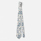 Blaues Vintage-Blumenmuster Krawatte (Vorderseite)