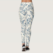 Blaues Vintage-Blumenmuster Leggings (Rückseite)