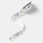 Blaues Vintage-Blumenmuster Satinband (Rückseite)