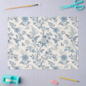 Blaues Vintage-Blumenmuster Seidenpapier (Basteln)