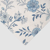 Blaues Vintage-Blumenmuster Seidenpapier (Detail)