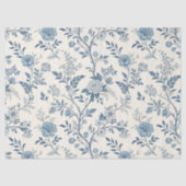 Blaues Vintage-Blumenmuster Seidenpapier (Vorderseite)